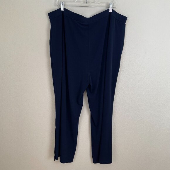 Susan Graver Womens Plus 2XP Navy Wide Leg Pants Pull On Stretch Pockets - Picture 6 of 10